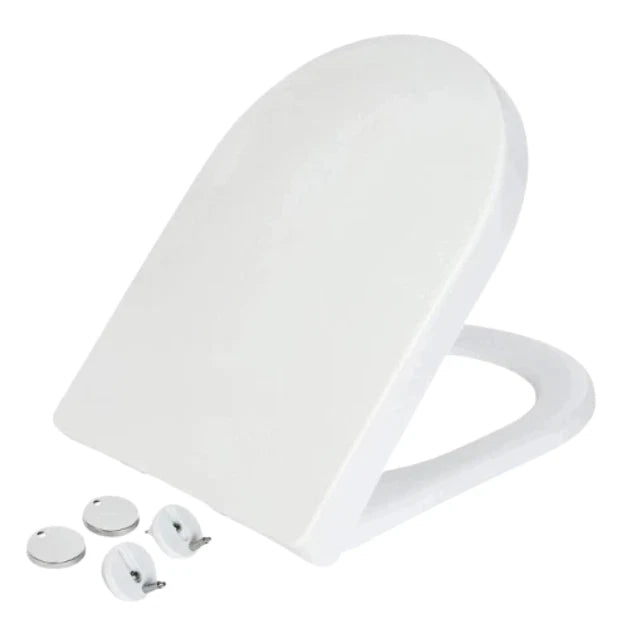 Toilet Seat Soft Close White D Shape Quick Release Fixing Hinges Easy Clean
